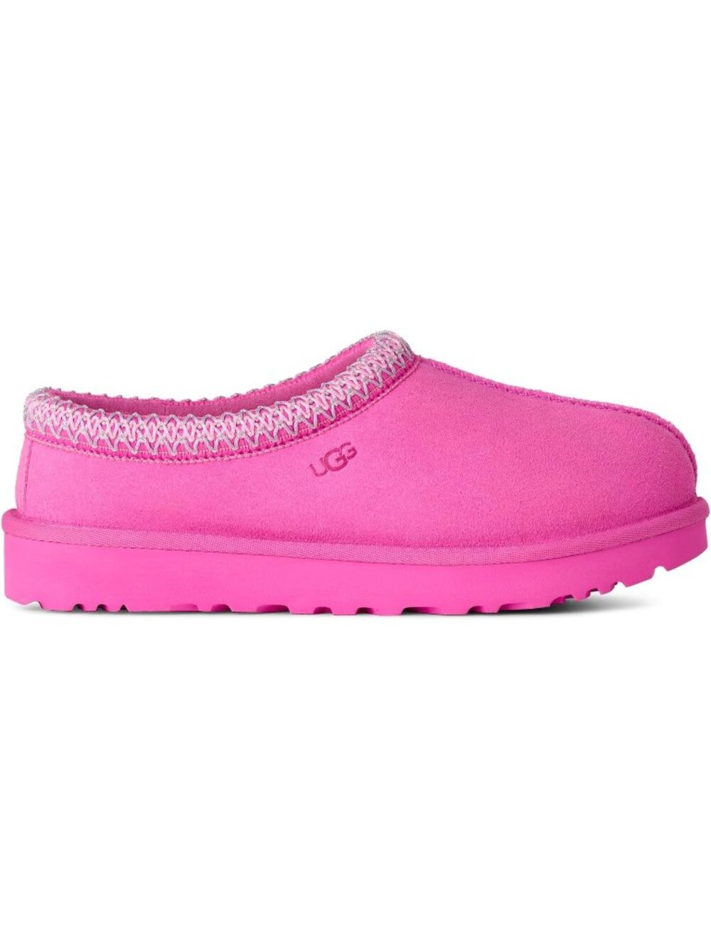 Womens Fuchsia Suede UGG Tasman II Slipper Heat Embossed Logo Braided Slippers